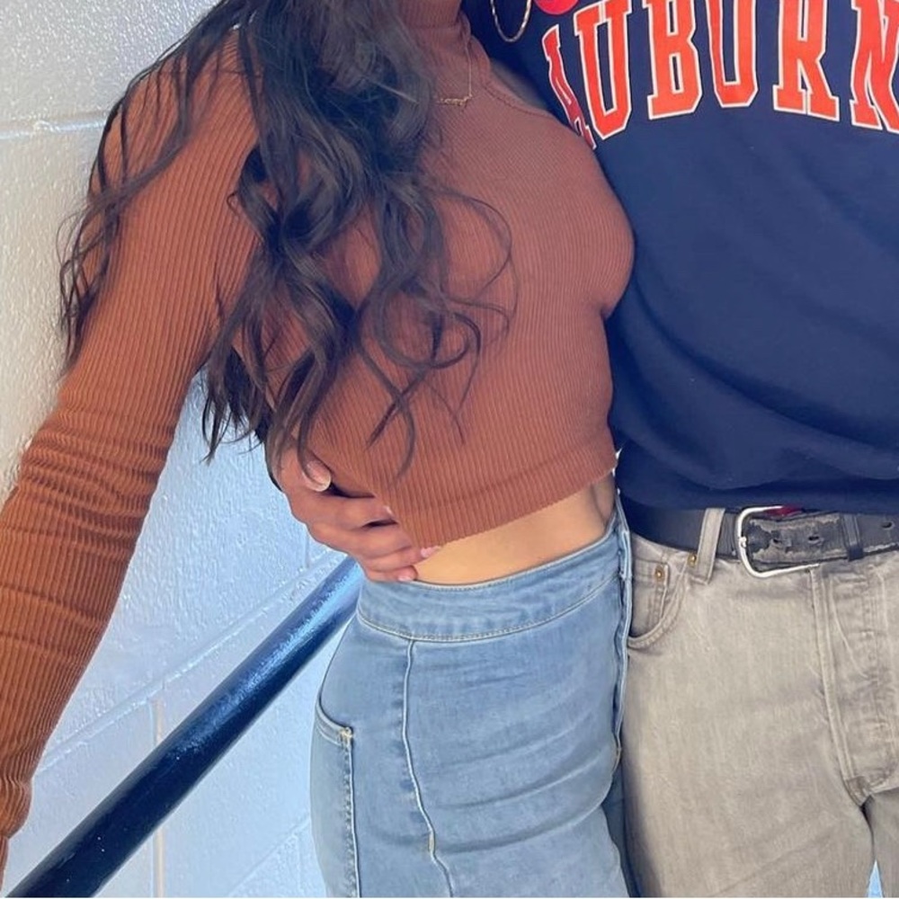 Burnt orange/brown cropped sweater